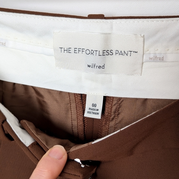 NWT WILFRED Effortless Pants Cognac Brown Wide Leg 00 ARITZIA - Picture 12 of 14